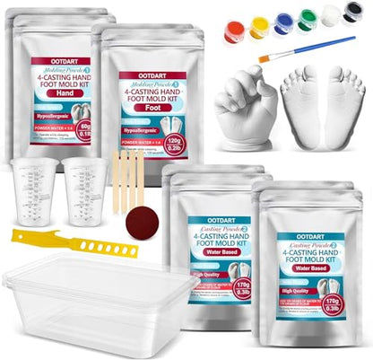 4-Pack DIY Hand Foot Casting Kit- Non-Toxic, Fast Setting, Anniversaries, Birthdays, Family Activities, Couples