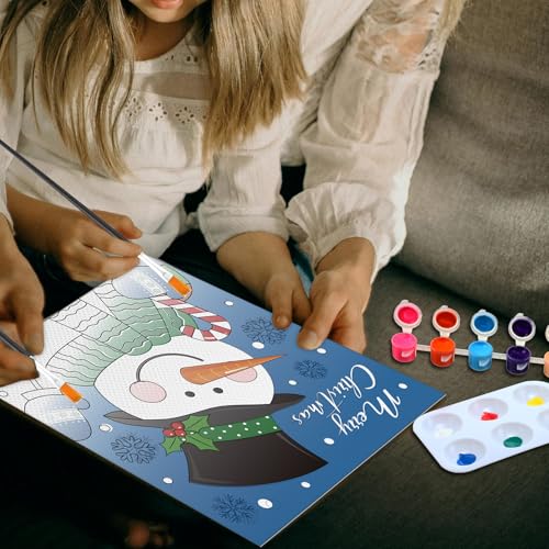 6 Pack Pre Drawn Canvas for Painting Pre Printed Canvas Kit 8 x 10 Inch Stretched Cotton Paint and Sip Set for Adults Couple Party Graduation Summer Date Night(Christmas Eve) - style: Christmas Eve