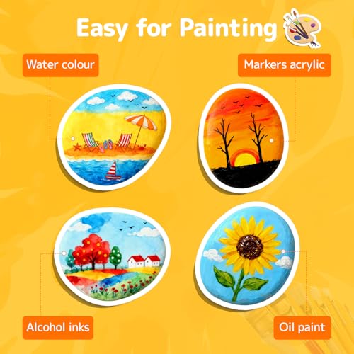 Simetufy 150 Pcs River Rocks for Painting, 2"-3" Painting Rocks, Flat & Smooth Stones Bulk to Paint, Natural Crafts & Art for Kids Adults - size: 2-3in-150pcs