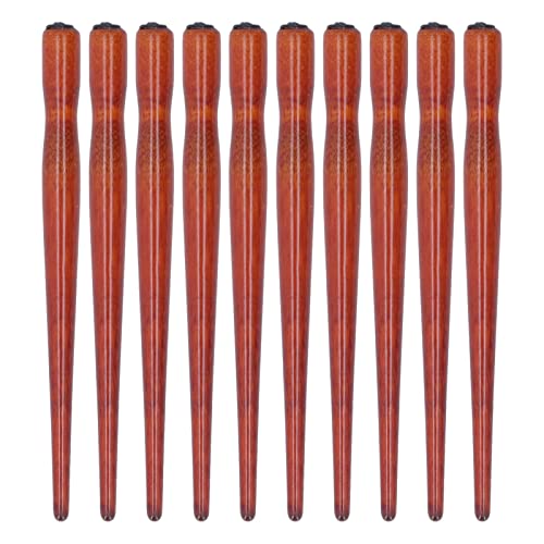HERCHR 10 Pcs Nib Pen Holder, Comfortable Wooden Comic Dip Pen Nib Holder Set for Beginners Professionals Art Painting Calligraphy Writing Drawing Signing (Mahogany) - color: Mahogany