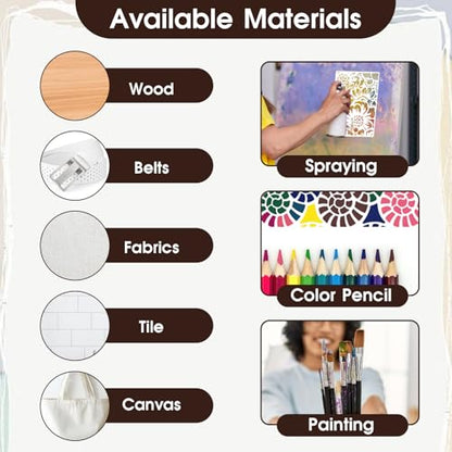 12Pcs Mixed Media Stencils for Crafts, Reusable Stencils for Painting, Wood Grains Flower Texture Templates Geometric Layering Spray Paint Stencils Kit on Wall Canvas Cake Card DIY Art (11×7'') - size: 2.0
