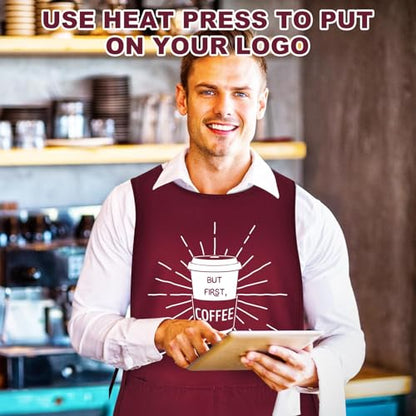 TFTAFAN Cobbler Apron Unisex Waterproof Apron with 2 Deep Pockets Art Smock for Painting Cleaning Artiest Apron work kitchen - color: Maroon