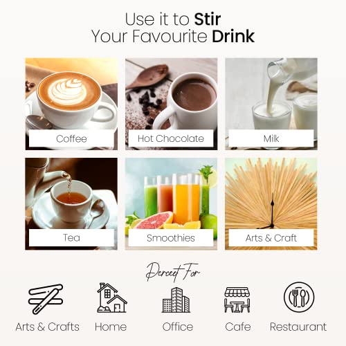 Coffee Stirrers Disposable Wooden Coffee Stir Sticks - Round-End Birchwood 5.5 Inches Large Wooden Stir Sticks - Pack of 500 Wood Stir Sticks, Coffee Sticks, Stirrers - style: 5.5 Inches - Pack of 500