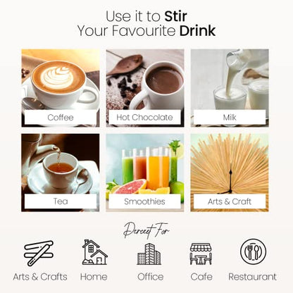 Coffee Stirrers Disposable Wooden Coffee Stir Sticks - Round-End Birchwood 5.5 Inches Large Wooden Stir Sticks - Pack of 500 Wood Stir Sticks, Coffee Sticks, Stirrers - style: 5.5 Inches - Pack of 500