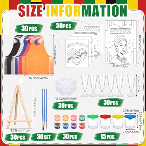 Sherr 285 Pcs 30 Sets Sip and Paint Kit for Adults, Pre Drawn Canvas Kit for Painting Acrylic Painting Favor Bulk for DIY Birthday Gifts Adult Date Night Party Suppliers(Afrocentric Art) - style: Juneteenth Freedom Art