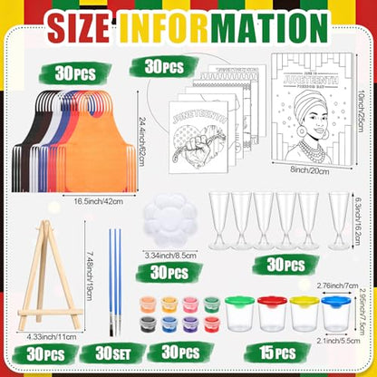 Sherr 285 Pcs 30 Sets Sip and Paint Kit for Adults, Pre Drawn Canvas Kit for Painting Acrylic Painting Favor Bulk for DIY Birthday Gifts Adult Date Night Party Suppliers(Afrocentric Art) - style: Juneteenth Freedom Art