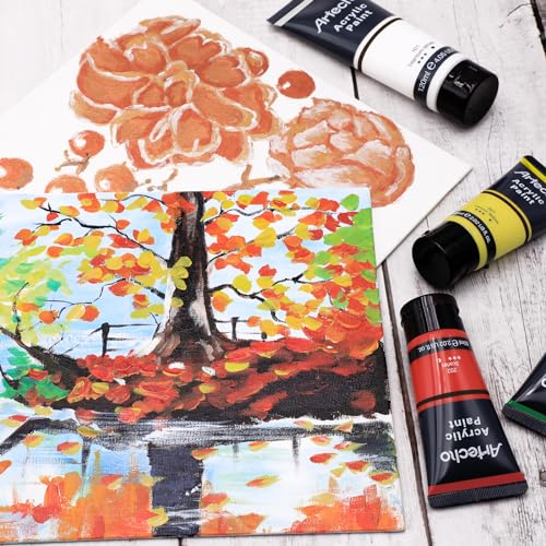 Artecho Professional Acrylic Paint Set, 24 Basic Colors Tubes (60ml / 2.02oz) Art Craft Paints for Canvas, Rock, Wood, Fabric, Art Supplies - color: 24 Basic Colors, style: Regular