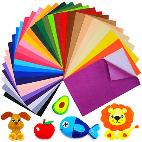 IOOLEEM Multi-Colored Felt Sheets, Self-Adhesive Felt Sheets, 30pcs 7"x11.3"（Close to A4 Size - 18x28.5 cm, Pre-Cut Felt Sheets for Crafts,Craft Felt Fabric Sheets. - color: Multi-colored, size: Self-adhesive 7x11.3 inches (18x28.5cm)