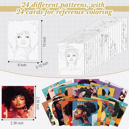 Sherr 24 Pcs Pre Drawn Canvas for Painting Adult Pre Printed Canvas Bulk Sip and Paint Kit Stretched Panels Paint Set for Theme Valentine Painting Night Party Favor(Afro Lady,8 x 10 Inch) - size: 8 x 10 Inch, style: Afro Lady