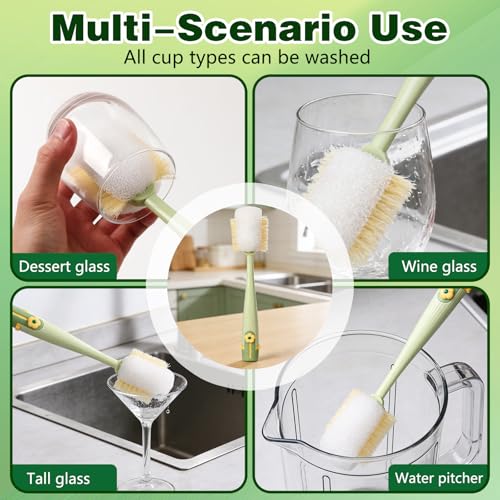 5 in 1 Bottle Cleaning Brush Set, 2026 New Multifunctional Water Bottles Cleaner Brushs, Detachable Portable Bottle and Cup Lid Cleaning Brush Tool, Straw, Lid, Gap & Cup Brushes (Green + White)