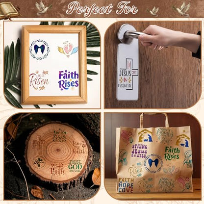 Marspark 72 Pcs Small Stencils for Crafts Reusable 3 Inch Stencils for Painting on Wood DIY Craft Paint Template for Wall Home Decor Card Rock Canvas Drawing Holiday (Jesus) - style: Jesus