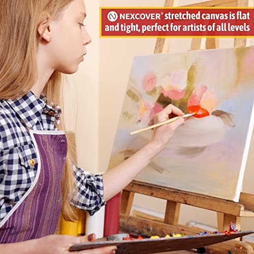 NEXCOVER Stretched Canvas - 12 Pack 8x8 Inch, 5/8" Profile Thick Pinewood Frame, Blank White Painting Canvas for Acrylic Oil Tempera Gouache Paint, for Beginners Kids Students Artists DIY Craft/Decor - size: 8"x8"-12Pack