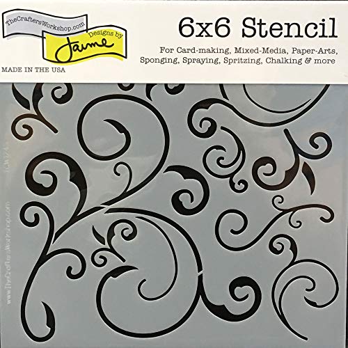 The Crafter’s Workshop - Reusable Music-Themed Stencil for Painting and Crafts – Elegant Sheet Notes and Abstract Design – 2 Pk, 6" x 6" – Sheet Music/Capricious - style: Sheet Music / Capricious