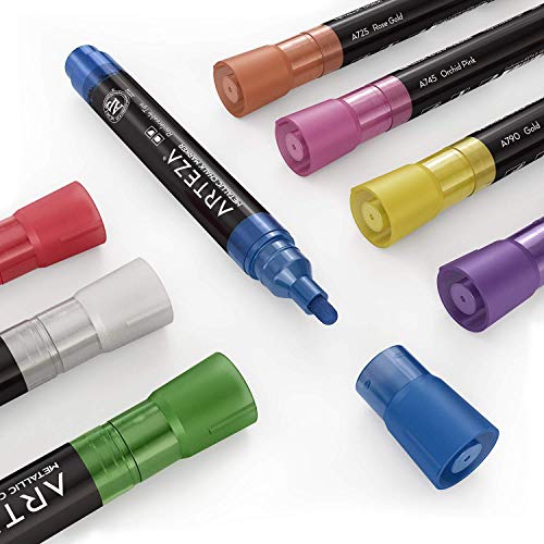 ARTEZA Liquid Chalk Markers, Set of 8, Metallic Colors, Erasable - color: Metallic