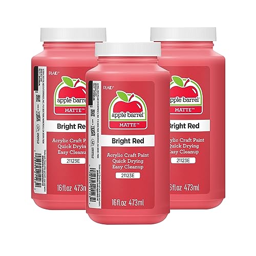 Apple Barrel Acrylic Paint in Assorted Colors (16 Ounce), 21123A, Bright Red- (Pack of 3) - color: Bright Red, size: 16 Fl Oz (Pack of 3)