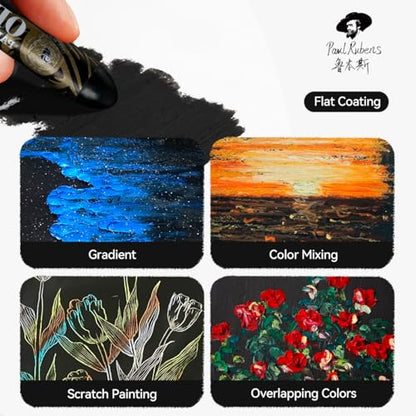 Paul Rubens Jumbo Black Oil Pastels - 2 Pack (60g Each, 0.79"x4.72"), Extra Soft & Creamy, Professional Blendable Pastel Sticks for Artists, Students, Sketching & Large Areas - color: Black