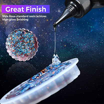 VIDA ROSA 200g UV Resin Kit with Upgraded UV Light 24W,Silicone Stir Rod, Measuring Cup and Silicone Pad-Ultraviolet Epoxy Resin Hard,UV Resin Starter Jewelry Making Kit for Craft Beginner - size: 200g UV Resin kit