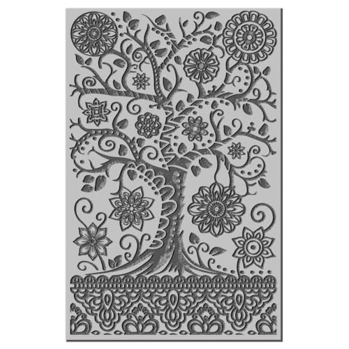 CHGCRAFT Flowers Tree Mandala Clay Texture Mat Polymer Clay Molds DIY Clay Texture Tools for Clay Pottery Earring Jewelry Making Stamp Engraving Machines, Tree, 3.9x2.6x0.1inch - style: Tree