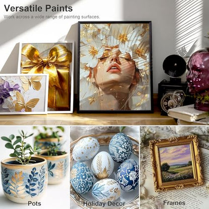 AUREUO Pearl Gold Acrylic Paint, 4 Fl Oz / 120ml Single Tube, Rich Pigment Metallic Craft Paints for Canvas, Rocks, Wood, Ceramic, Fabric - color: Pearl Gold, size: 4 Fl Oz (Pack of 1)