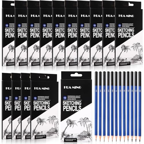 Humyoun 180 Pcs Graphite Sketch Pencil Set (8b - 5h) Professional Drawing Pencils Graphite Charcoal Gift Bulk for Beginners and Artists Art Sketching Supplies