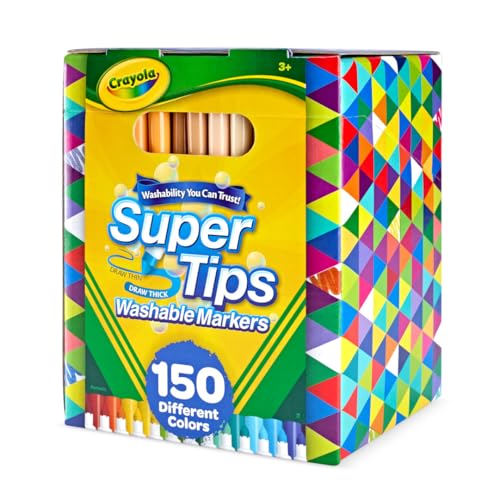Crayola Super Tips Marker Set (150ct), Teacher Classroom Must Haves, Homeschool Supplies, 2-in-1 Fine Point & Broad Line Markers for Kids, 3+ - size: 150 Count (Pack of 1)