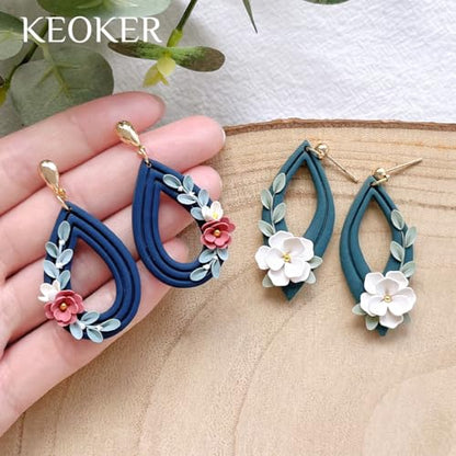 Keoker Organic Polymer Clay Cutters, 10 Shapes Extruded Polymer Clay Earring Cutters Boho