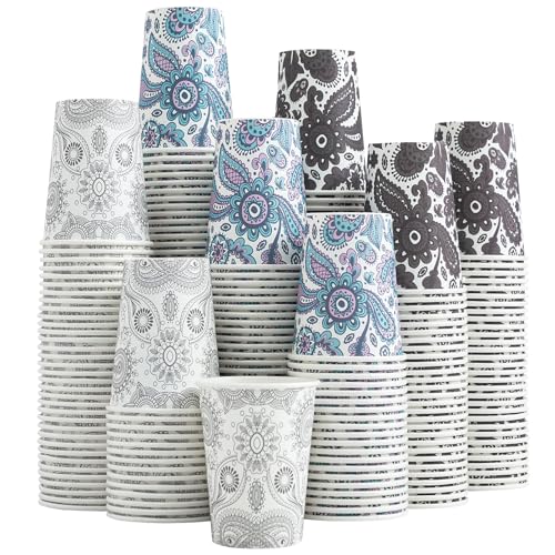 Clawsoff [300 Pack 8 OZ Paper Cups, Disposable Coffee Cups 8 oz Hot/Cold Colourful Beverage Drinking Cups for Office Party Home Picnic (Paisley) - color: Gray, size: 8 oz