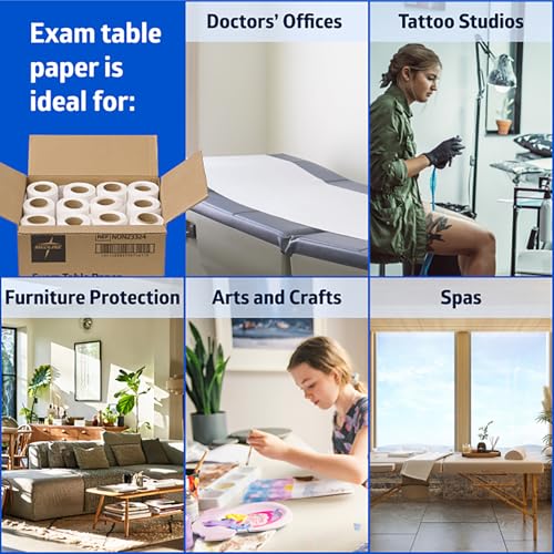 Medline Medical Exam Table Paper, Crepe Table Paper, 18 inches X 125 feet, Case of 12 Rolls - size: 18 inches x 125 feet, Case of 12 Rolls