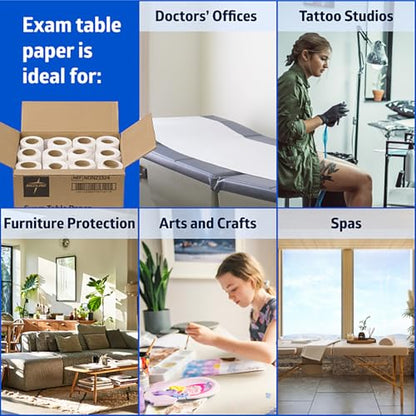Medline Medical Exam Table Paper, Crepe Table Paper, 18 inches X 125 feet, Case of 12 Rolls - size: 18 inches x 125 feet, Case of 12 Rolls