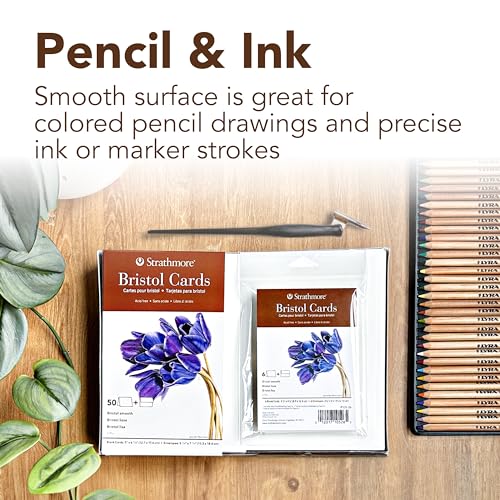 Strathmore 400 Series Cards, Bristol, Announcement Size, 3.5x4.875 inches, 6 Pack, Envelopes Included - Custom Greeting Cards for Weddings, Events, Birthdays - size: 3.5x4.875, style: 6 Pack