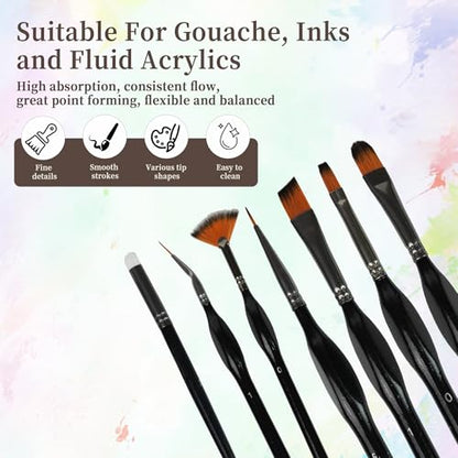 21pcs Paint Brush Set,Acrylic Paint Brushes, Paint Brushes with Dry, Angled Spot, Liner, Flat, Round, Acrylic Brush for Watercolor， Acrylic Canvas Paintings, Face Painting, Body Painting - size: 21pcs