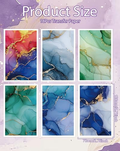 Puocaon Abstract Clay Transfer Paper - 18 Pcs Colorful Marble Art Design Transfer Sheets for Polymer Clay Colorful Earrings Design Jewelry Making - color: blue marble