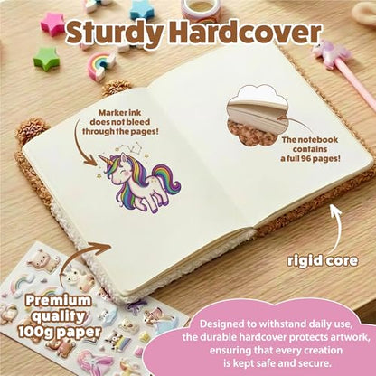 VOTUM Flower Cat Fuzzy Sketch Book: Personalized Artist Sketchbook with 3D Flowers: Sketching, Drawing and Creative Doodling. Notebook and Sketchbook to Draw and Journal (Flower Garden) - color: Fur