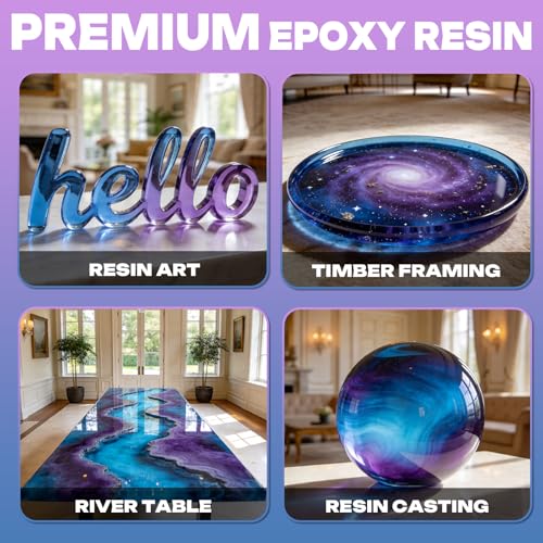 3.3 Gallon Deep Pour Epoxy Resin, Epoxy Resin Kit 2-4 Inch 2:1 Deep Pour Resin Epoxy Clear Kit Bubble Free Crystal Clear for River Table, Art Crafts, Flowers, Wood, DIY - size: 3.3Gallon