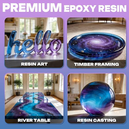 3.3 Gallon Deep Pour Epoxy Resin, Epoxy Resin Kit 2-4 Inch 2:1 Deep Pour Resin Epoxy Clear Kit Bubble Free Crystal Clear for River Table, Art Crafts, Flowers, Wood, DIY - size: 3.3Gallon