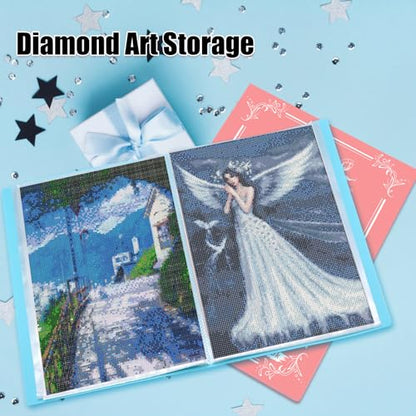 2 Pack A3 Storage Book for Diamond Painting, Diamond Art Portfolio Folder with 30 Pocket, Diamond Art Storage Book for 12”x16” Diamond Painting Photo Picture