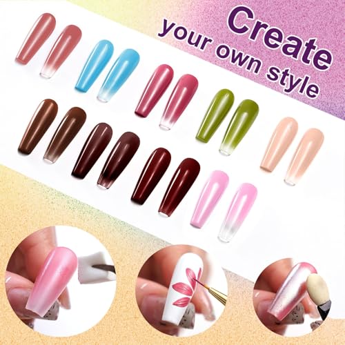 Gradient Painting Gel Set, 9 Colors Ombre Gel Nail Polish Red Brown Light Blue Pink Sponging for Pigment Pat Aura Nails French Manicure Soak Off UV Canyon Bloom - color: Canyon Bloom set