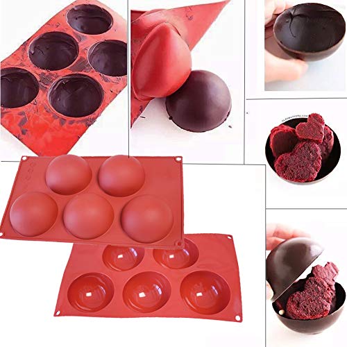 Semicircle Silicone Mold,Shxmlf Half Sphere Chocolate, Candy Gummy Dome Molds Teacake Bakeware Set for Cake Decoration Mousse Jelly Bombe Cupcake Baking Mould (5PACK) - size: 5PACK