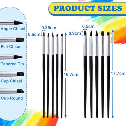 SmallCat 10pcs Silicone Paint Brushes, Flexible Clay Carving Tools, Professional Sculpting Tools for Handicraft Pottery Artwork Shaping Carving DIY- Black - color: Black, 10 Pcs
