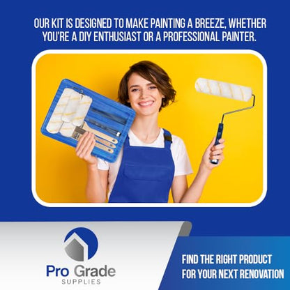 Pro Grade Paint Roller Kit, Brush & Roller,10 Piece Set, Wall Painting Naps for Professionals & Homeowners - All Paints & Stains, Washable, Reusable, Easy to Clean, Superior Absorbency. (Pack of 2) - size: 10 Piece Set (Pack of 2)