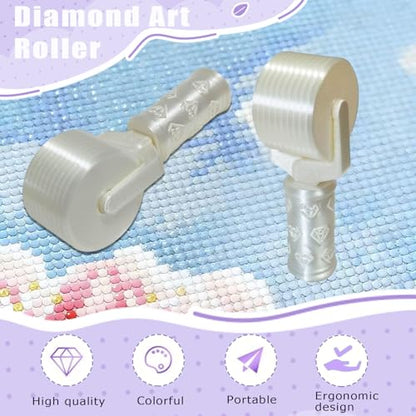 Jzzuau Diamond Art Roller, Diamond Painting Roller Set, Essential DIY Craft Tool for Smooth Pressing Rhinestone Embroidery and Diamond Art - color: White