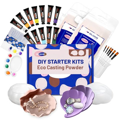 Glizma Gypsum Casting Powder Kit 2 Sets 4 Shell Decorative Bowls, Home Decor DIY Beginners Craft Kits Adults, Couples/Girls Date Night Painting Kit/Family Activites(Acrylic Paint Inclueded) - size: Shell