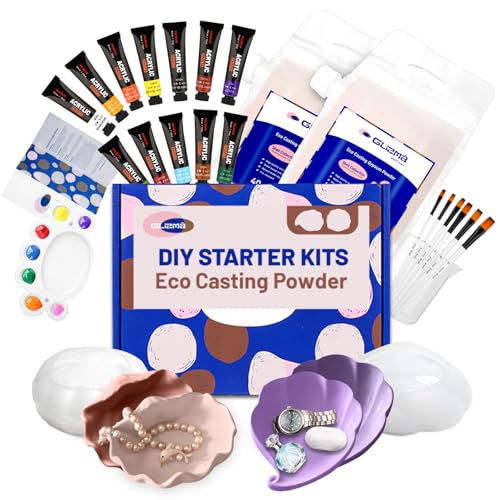 Glizma Gypsum Casting Powder Kit 2 Sets 4 Shell Decorative Bowls, Home Decor DIY Beginners Craft Kits Adults, Couples/Girls Date Night Painting Kit/Family Activites(Acrylic Paint Inclueded) - size: Shell