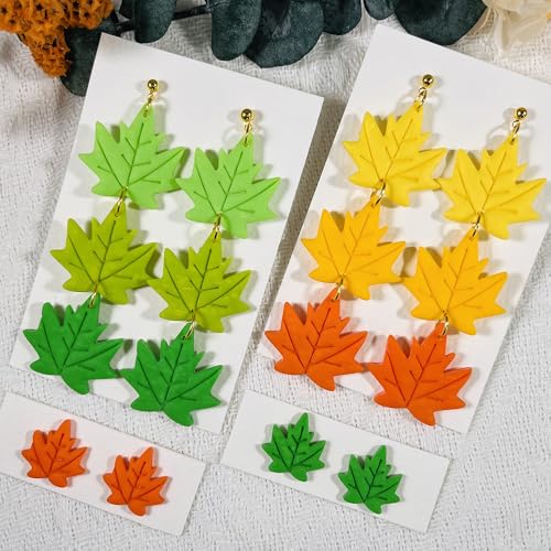 Xaekicr Polymer Clay Cutters Maple Leaf Set – 2PCS Fall Leaf Clay Earring Cutters for Polymer Clay Jewelry, Autumn Theme Clay Tools and Cutters for Earrings, Crafts and Seasonal DIY - color: J color
