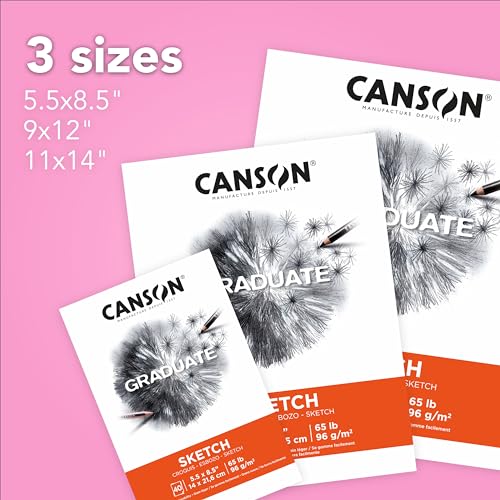 Canson Graduate Sketch Pad, Foldover, 9x12 inch, 40 Sheets | Artist Paper for Adults and Students - Drawing, Sketching and Art Journaling - size: 9x12 inch