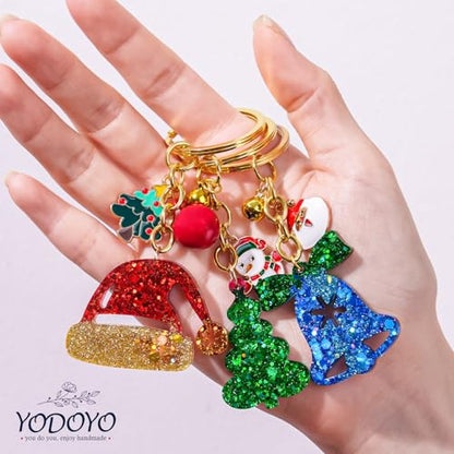 Christmas Resin Earring Molds with Varieties of Shapes and Sizes, Christmas Tree Snowman Angel Silicone Mold with Hole, Pendant Earrings Keychain Jewelry Resin Casting Mold New Year Gift