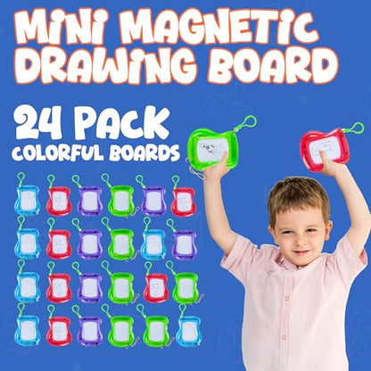 Pack of 24 Mini Magnetic Drawing Board for Kids - Backpack Keychain Clip Drawing Boards, Erasable Doodle Sketch Writing Pad, Birthday Kids Party Favors & Goodie Bags Stuffers - size: 24 Count (Pack of 1)