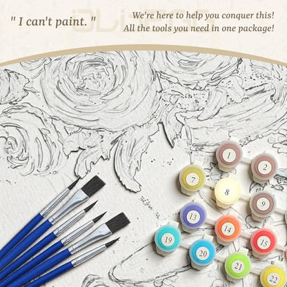 OLDEGG Framed Paint by Numbers Kit for Adults Beginner,2 Pack Rose Floral Themed Adult Paint by Number Kits with Easels Brushes Paints,Paint by Numbers Perfect Crafts Gift Unique Wall Art 12x16 inch - color: Yellow Pink Flower-2pack