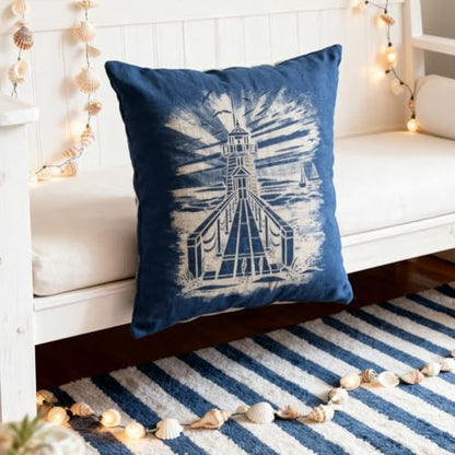 TIAMECH A4 Reusable Coast Lighthouse Stencil for Painting | Beach Seaside Boardwalk Layering Template, DIY Wall Art, Wood Furniture, Scrapbook & Crafts (8.3x11.7inch) - style: Lighthouse Boardwalk