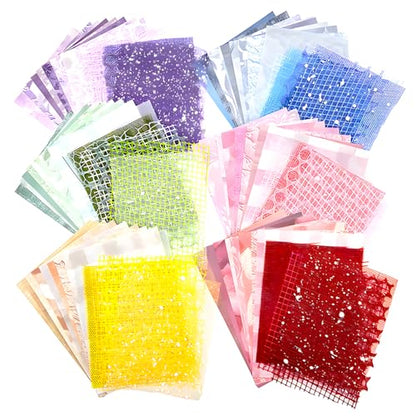 BADAO 90 Sheets Sticker Scrapbook Paper Supplies for DIY Mix Mesh Fabric Scrapbooking Kits 6 Pack 5.11x7.08Inch Textured Aesthetic Paper Scrap Book Material for DIY Decorative Mixed Set